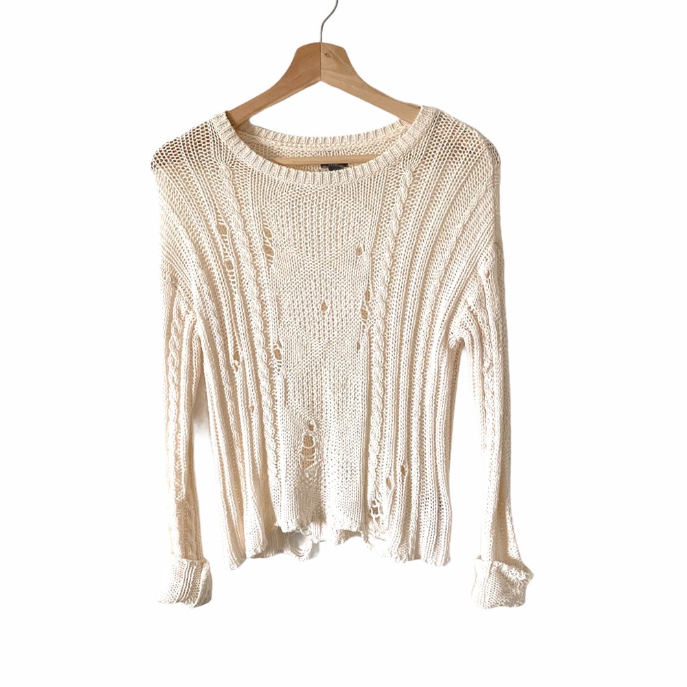 Aerie Distressed Cable Sweater